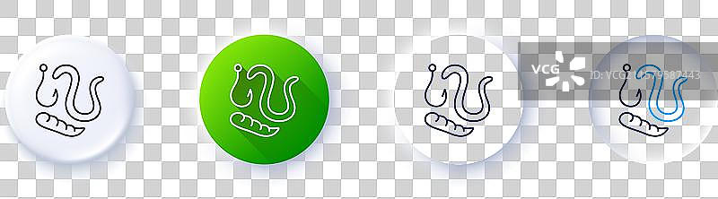 虫子诱饵线条图标，钓鱼钩与虫子图片素材