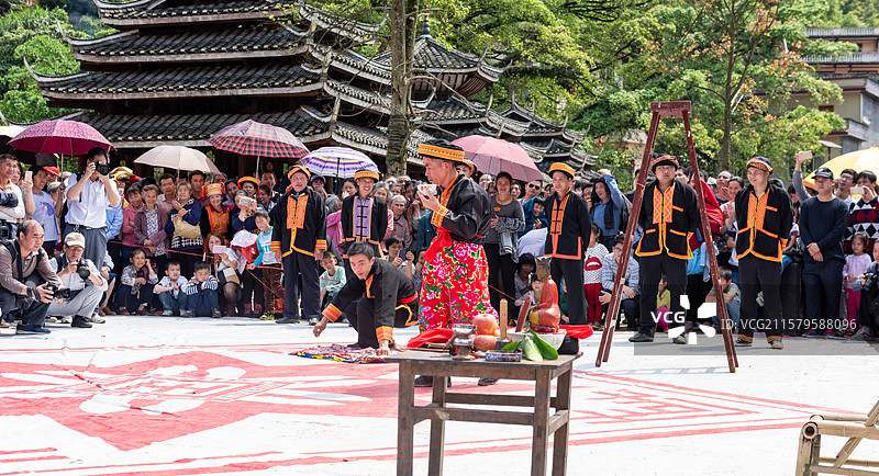 广西梧州蒙山长坪村瑶族三月村活动纪实图片素材