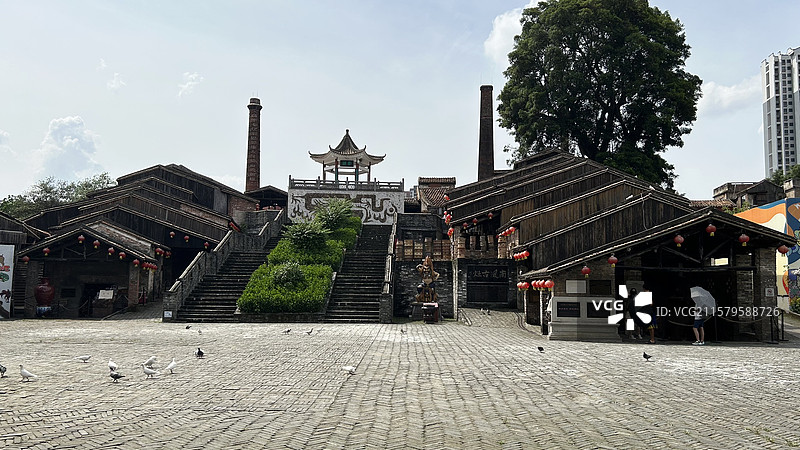 广东佛山南风古灶建筑多侧面正面外观图片素材