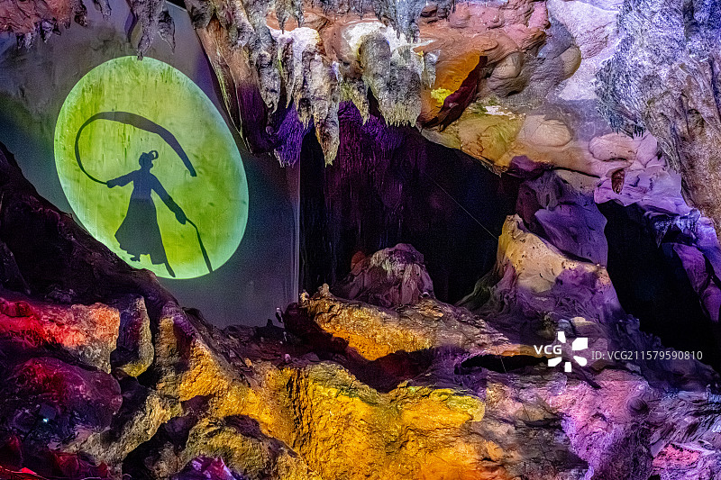 玉华洞 第二洞厅：溪源洞月宫 钟乳石 喀斯特地貌溶洞 福建三明将乐县玉华古洞风景名胜图片素材