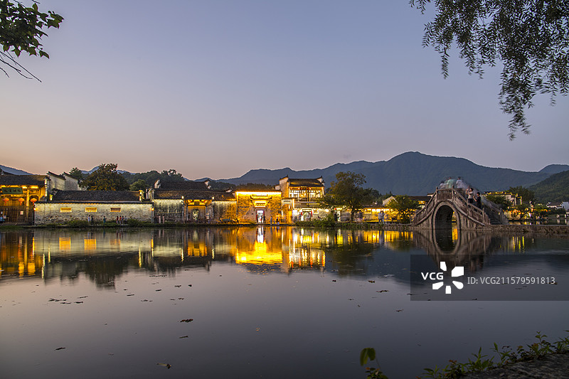 安徽宏村徽派建筑古村落图片素材