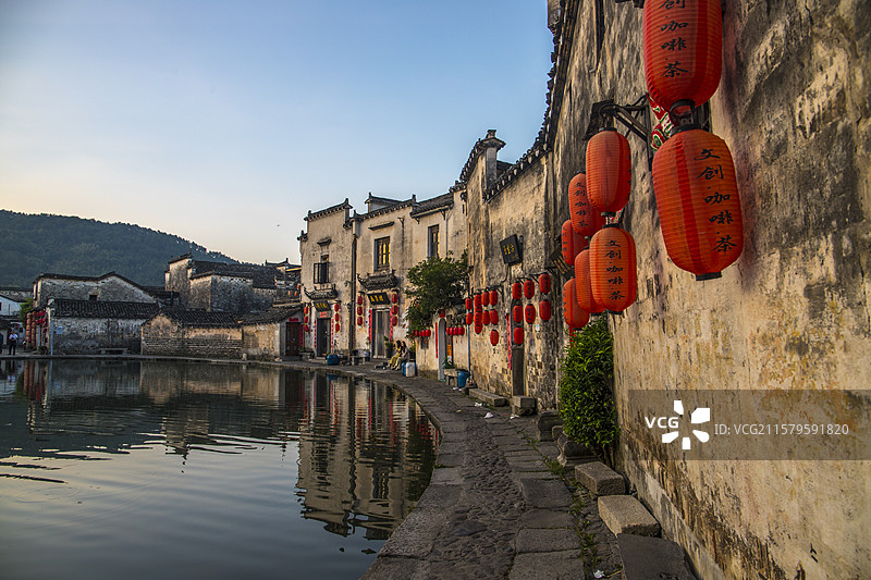 安徽宏村徽派建筑古村落图片素材