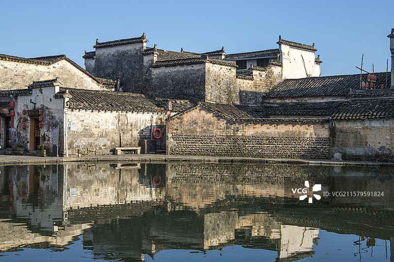 安徽宏村徽派建筑古村落图片素材