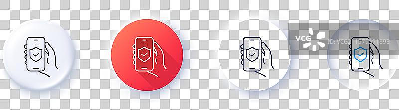 安全应用程序线条图标，手持手机标志线条图片素材