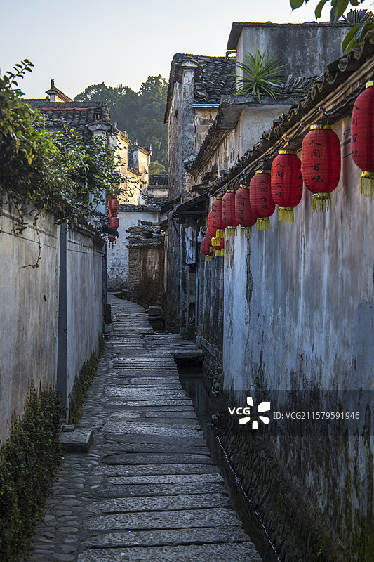 安徽宏村徽派建筑古村落图片素材