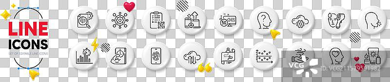 指纹、5G互联网和咳嗽的线条图标图片素材