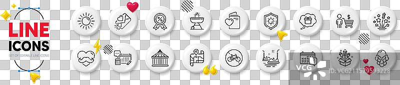 冰淇淋和买家线条图标用于网页应用图片素材