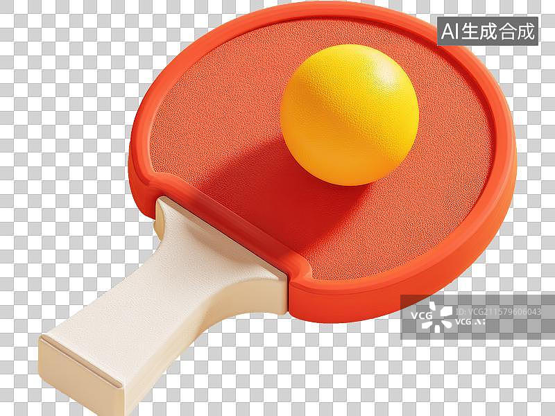 【AI数字艺术】红色乒乓球拍与黄色小球图片素材