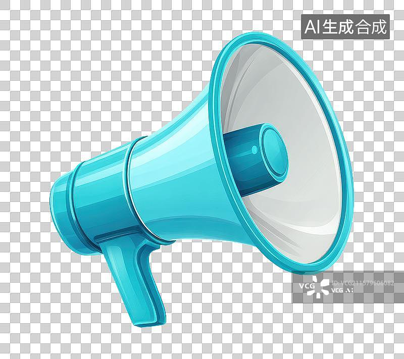 【AI数字艺术】用于公告的亮蓝色扩音器图片素材