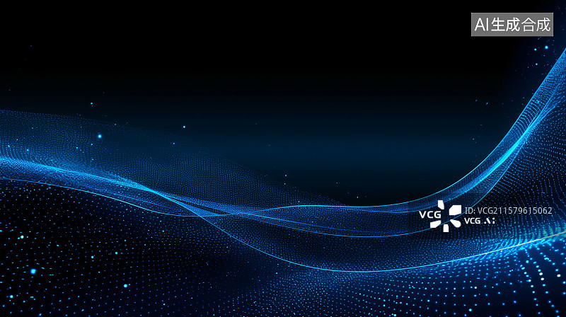 【AI数字艺术】蓝色波浪线条的抽象背景图片素材