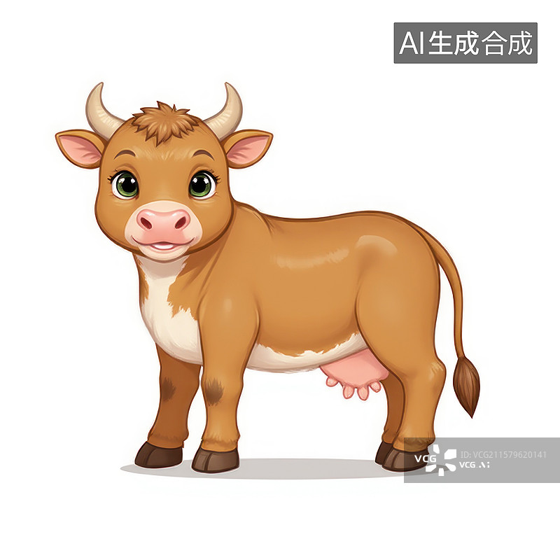 【AI数字艺术】卡通小牛的可爱瞬间憨态可掬的牛宝宝图片素材