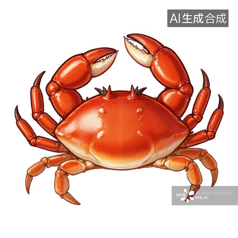 【AI数字艺术】鲜美诱人的红蟹卡通风格螃蟹美食图片素材