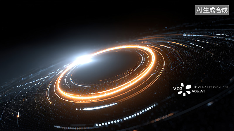 【AI数字艺术】发光星环宇宙风抽象黑色科技背景图片素材