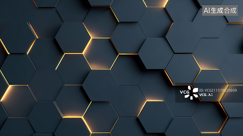 【AI数字艺术】黑金配色蜂窝阵列纹理科技背景图片素材