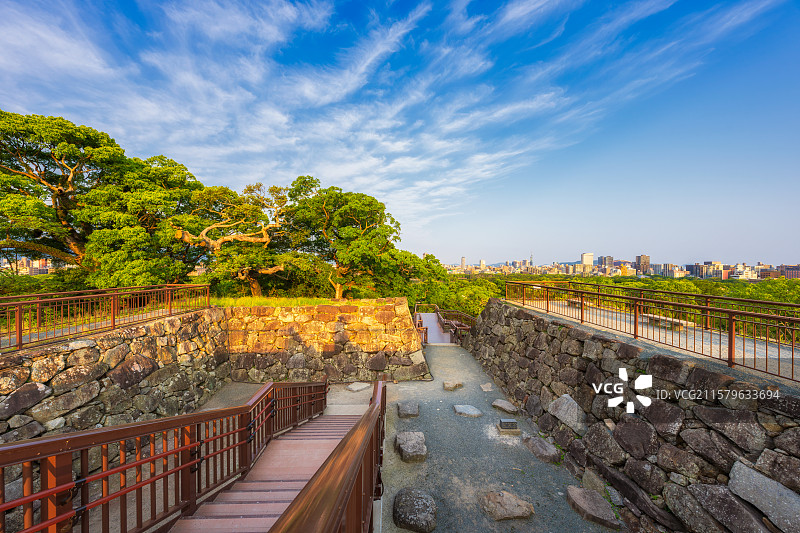 日本福冈Fukuoka，舞鶴公園Maizuru Park，福冈城天守台迹，福冈城遗址，江户时代平山城图片素材