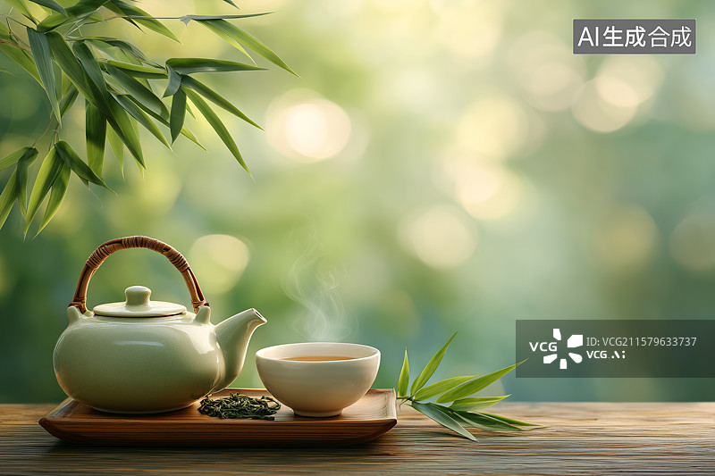 【AI数字艺术】茶壶茶汤背景图片素材