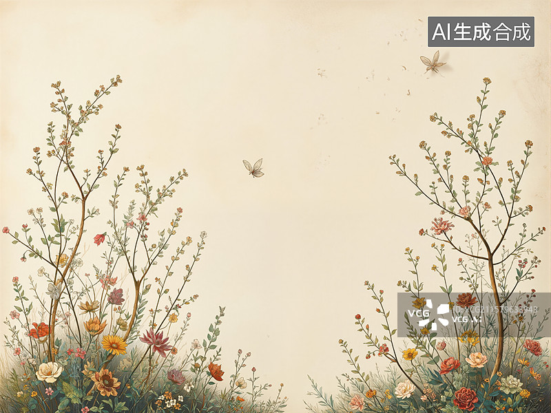 【AI数字艺术】花丛中的蝴蝶图片素材