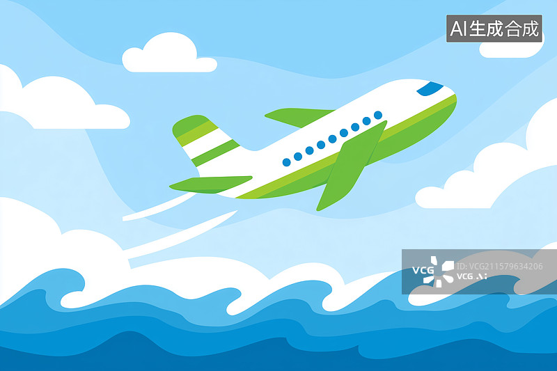 【AI数字艺术】飞机插画图片素材