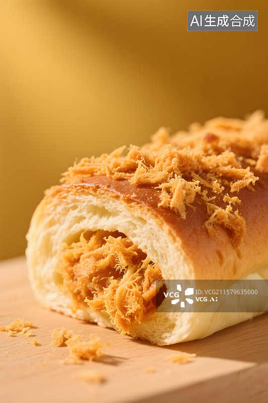 【AI数字艺术】松软可口的肉松面包图片素材