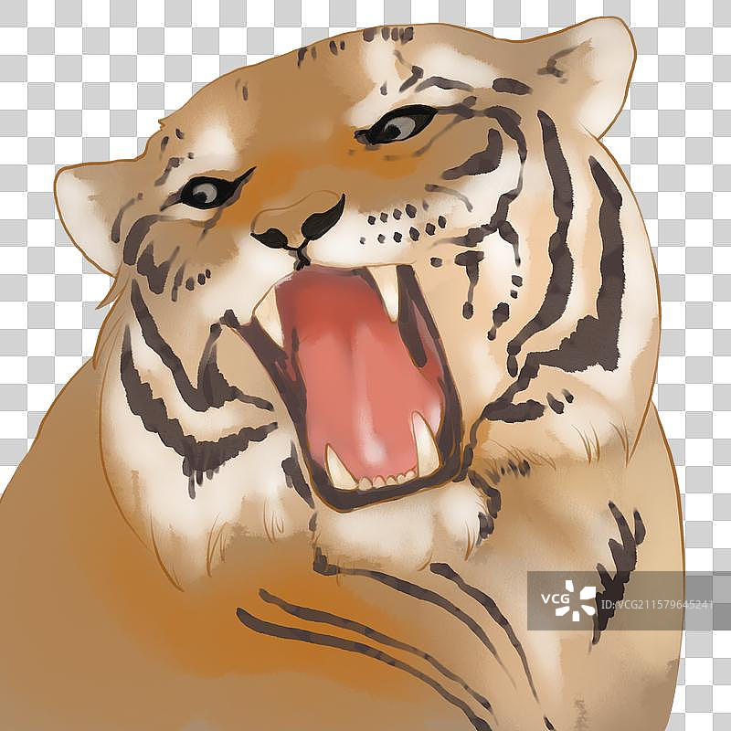 水彩手绘虎头图片素材