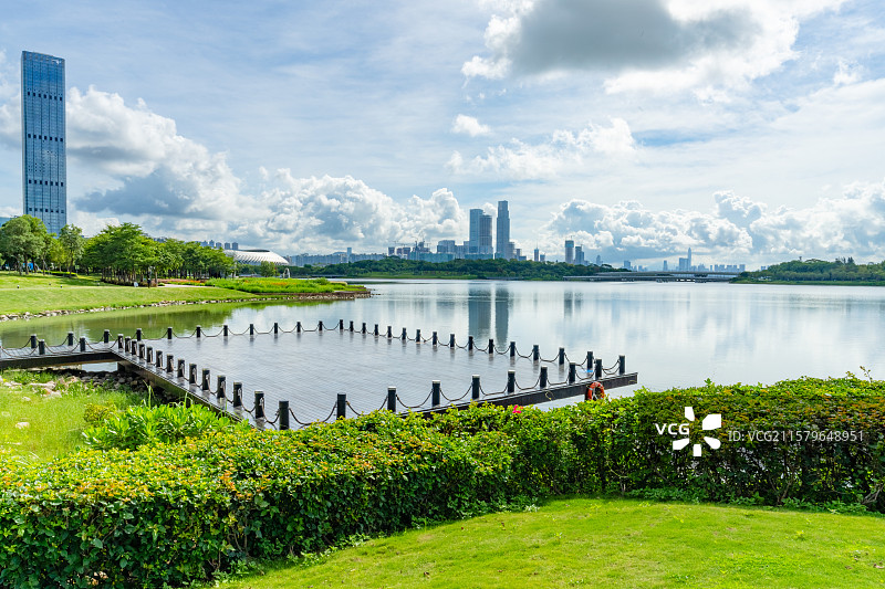 深圳人才公园城市天际线与公园绿地图片素材