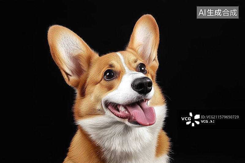【AI数字艺术】微笑的柯基犬特写图片素材