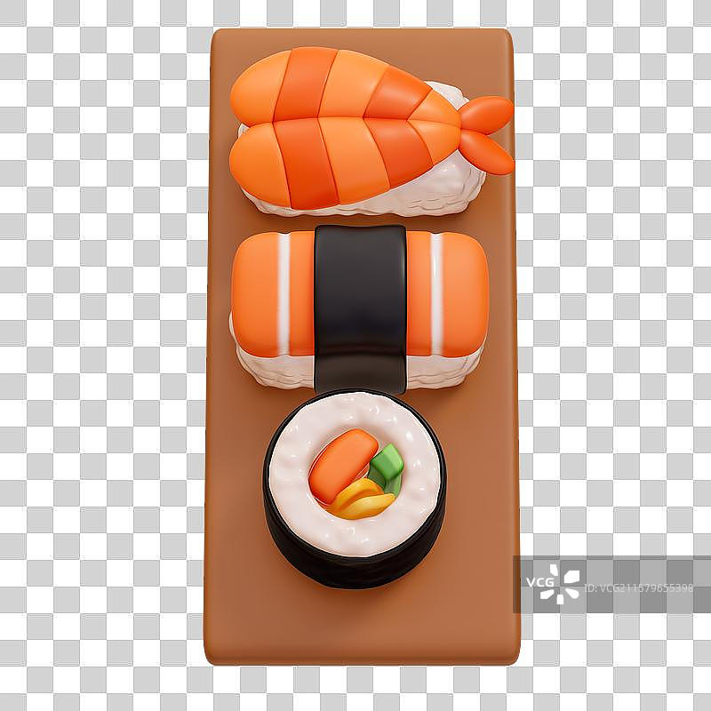寿司美食3D卡通插画元素图片素材