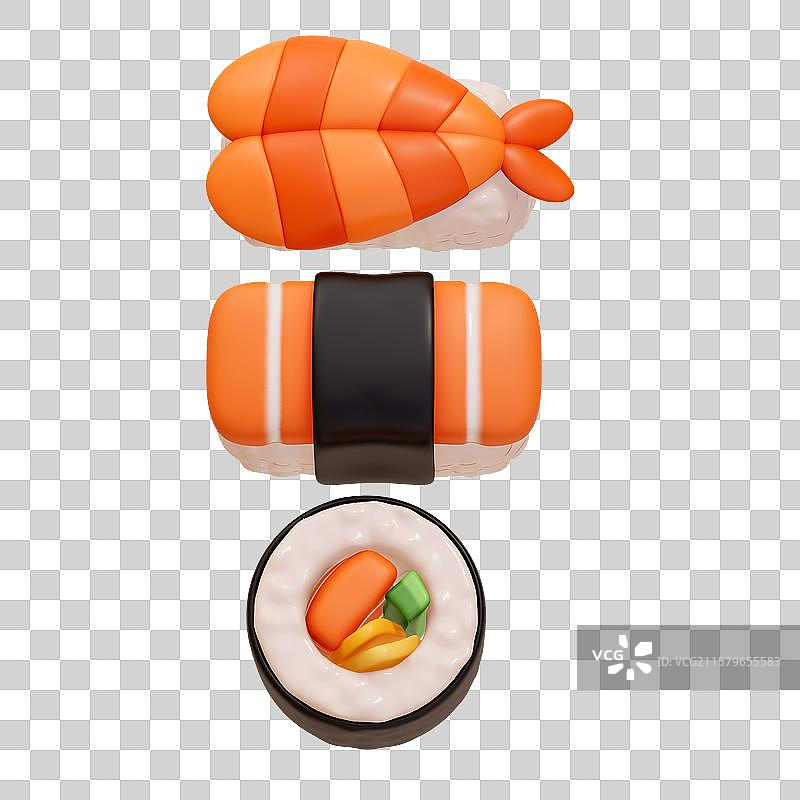 寿司美食3D卡通插画元素图片素材