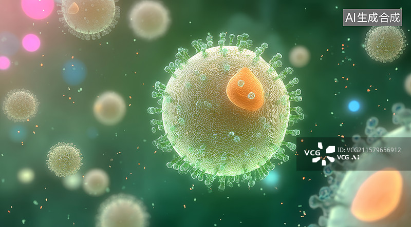 【AI数字艺术】显微镜下的病毒细胞图像图片素材