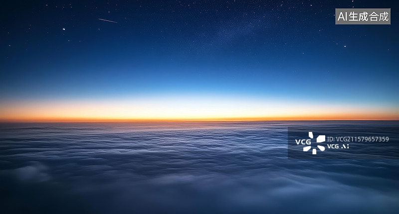 【AI数字艺术】夜空下的云海日出图片素材