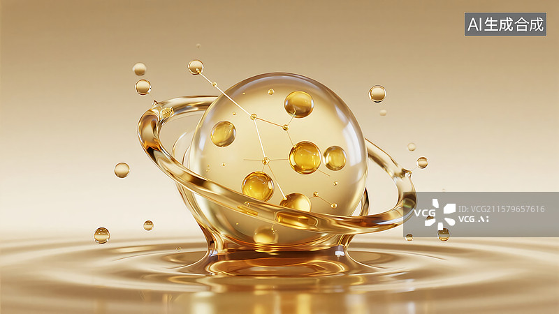 【AI数字艺术】水分子精华液美妆背景图片素材