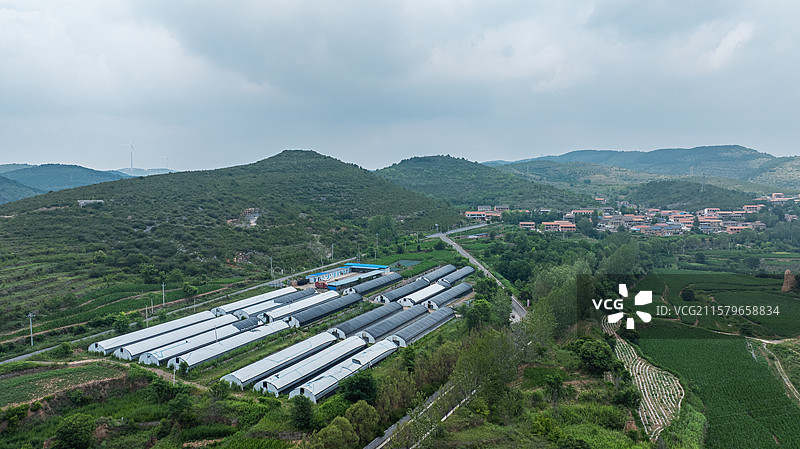 山西省陵川县太行山区农业蔬菜大棚图片素材