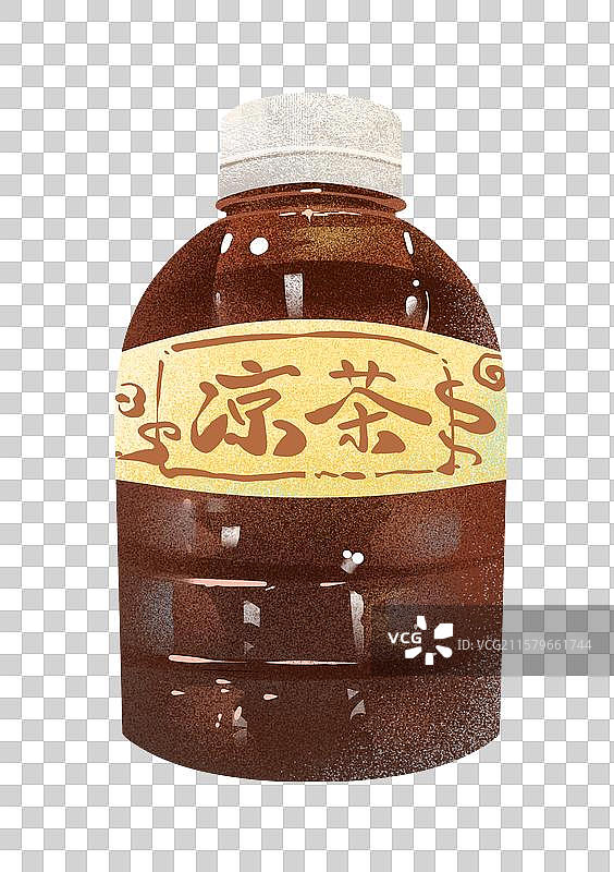 手绘噪点风格一瓶凉茶免抠元素图片素材