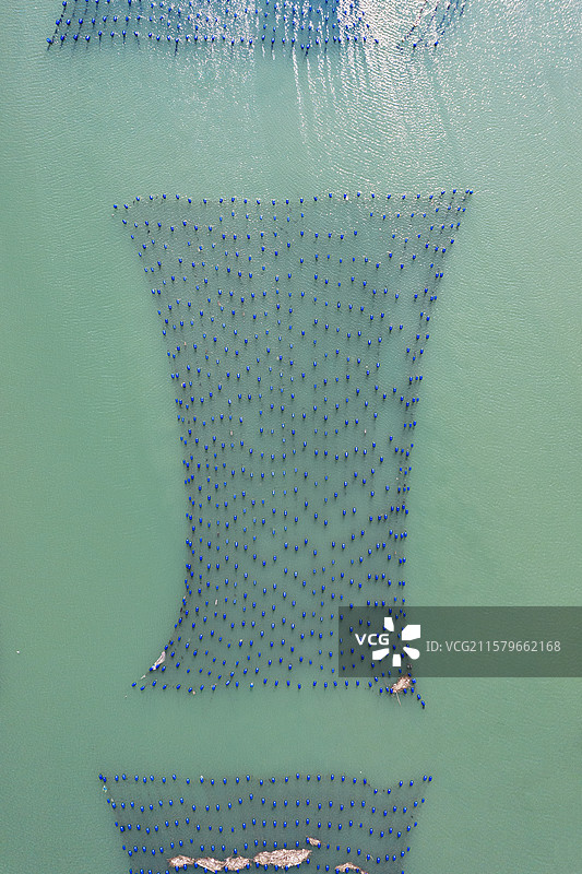 福建宁德霞浦海边渔网捕鱼渔业航拍风景图片素材