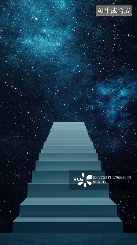 【AI数字艺术】无限延伸的白色楼梯攀升入宇宙虚空现代极简构图象征进步希望金融科技年会面向未来抽象设计图片素材