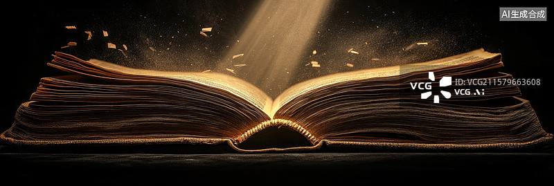 【AI数字艺术】光明知识黑暗中古籍散发光芒世界读书日智慧、发现和启蒙的象征海报、横幅和教育设计图片素材