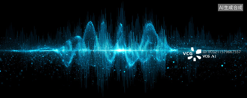 【AI数字艺术】蓝色声波背景图图片素材