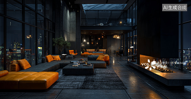 【AI数字艺术】现代简约客厅设计图片素材