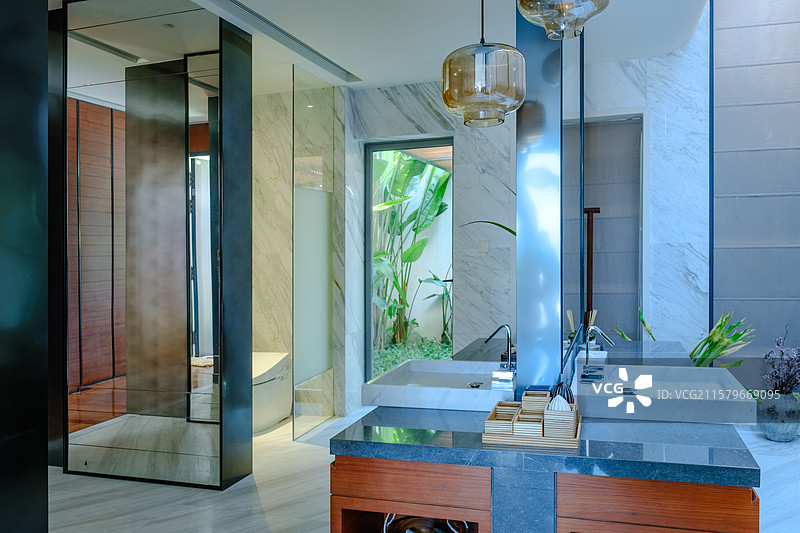 豪华别墅酒店卫生间盥洗室室内空间图片素材