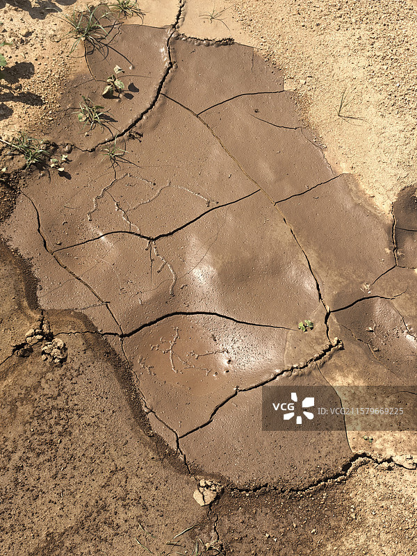 河边干涸的泥地图片素材