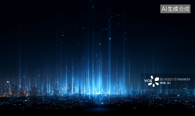 【AI数字艺术】夜空下的城市光景图片素材