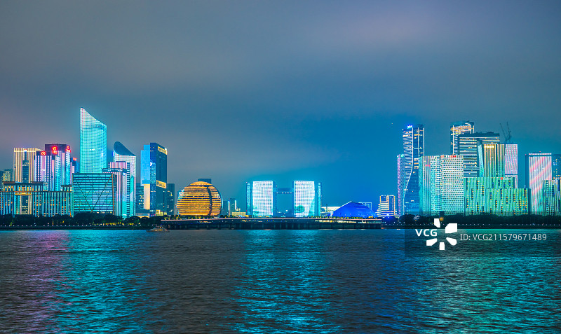 杭州城市风光夜景图片素材