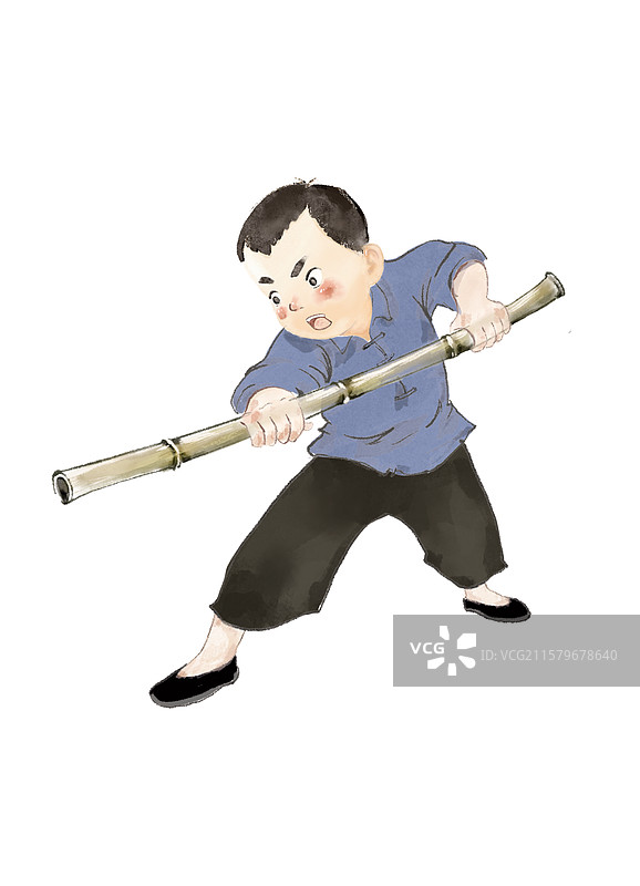 拿杆子的小孩图片素材