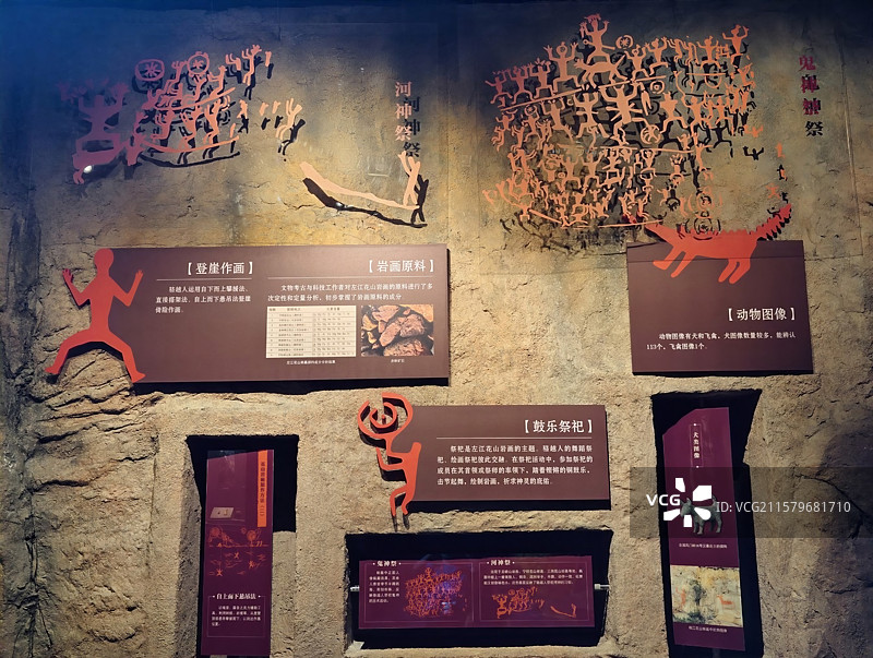 广西壮族自治区博物馆花山岩画人物图像介绍图图片素材