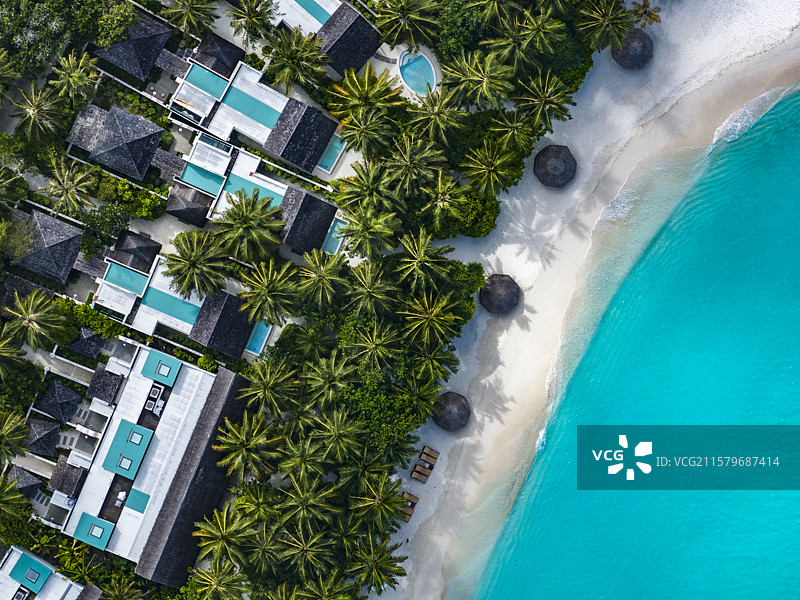马尔代夫度假岛港丽岛航拍图片素材