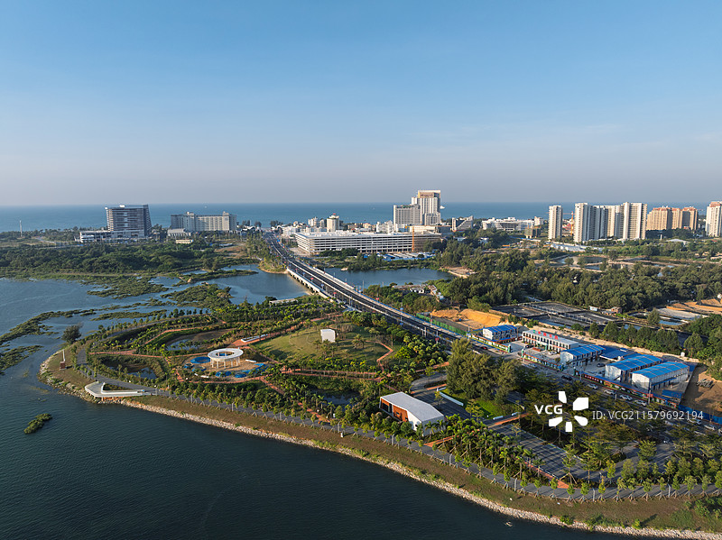 广西北海冯家江滨江路风光湿地公园图片素材