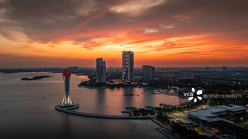 滆湖晚霞图片素材