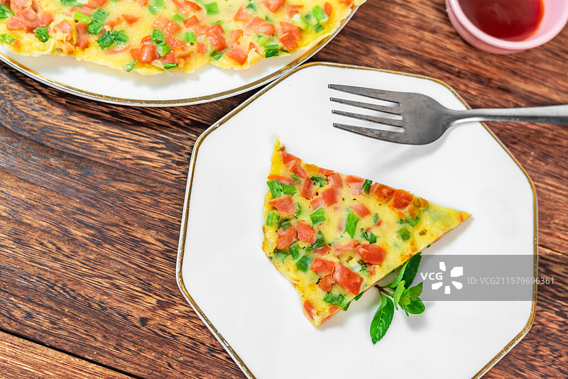 美味火腿葱花鸡蛋饼图片素材