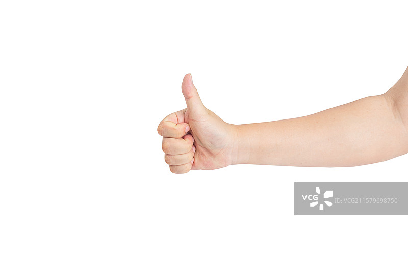 白色背景里一只手伸出大拇指鼓励肯定动作图片素材