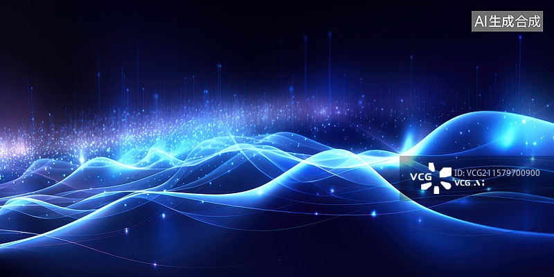 【AI数字艺术】科技感蓝色光束光线光效隧道科技背景图片素材